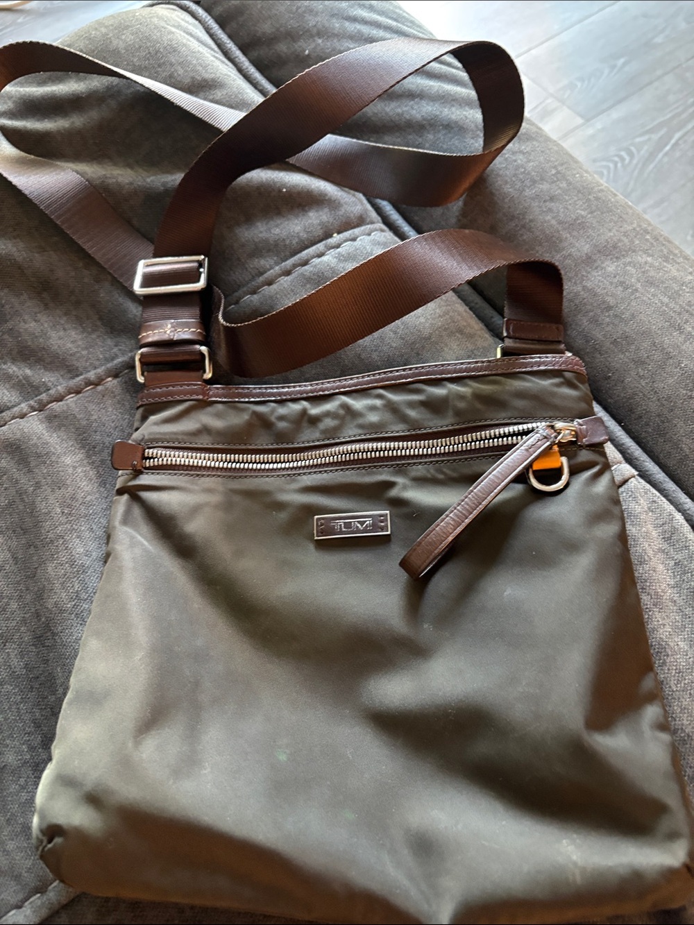 Tumi Brown Nylon Messenger Crossbody Bag